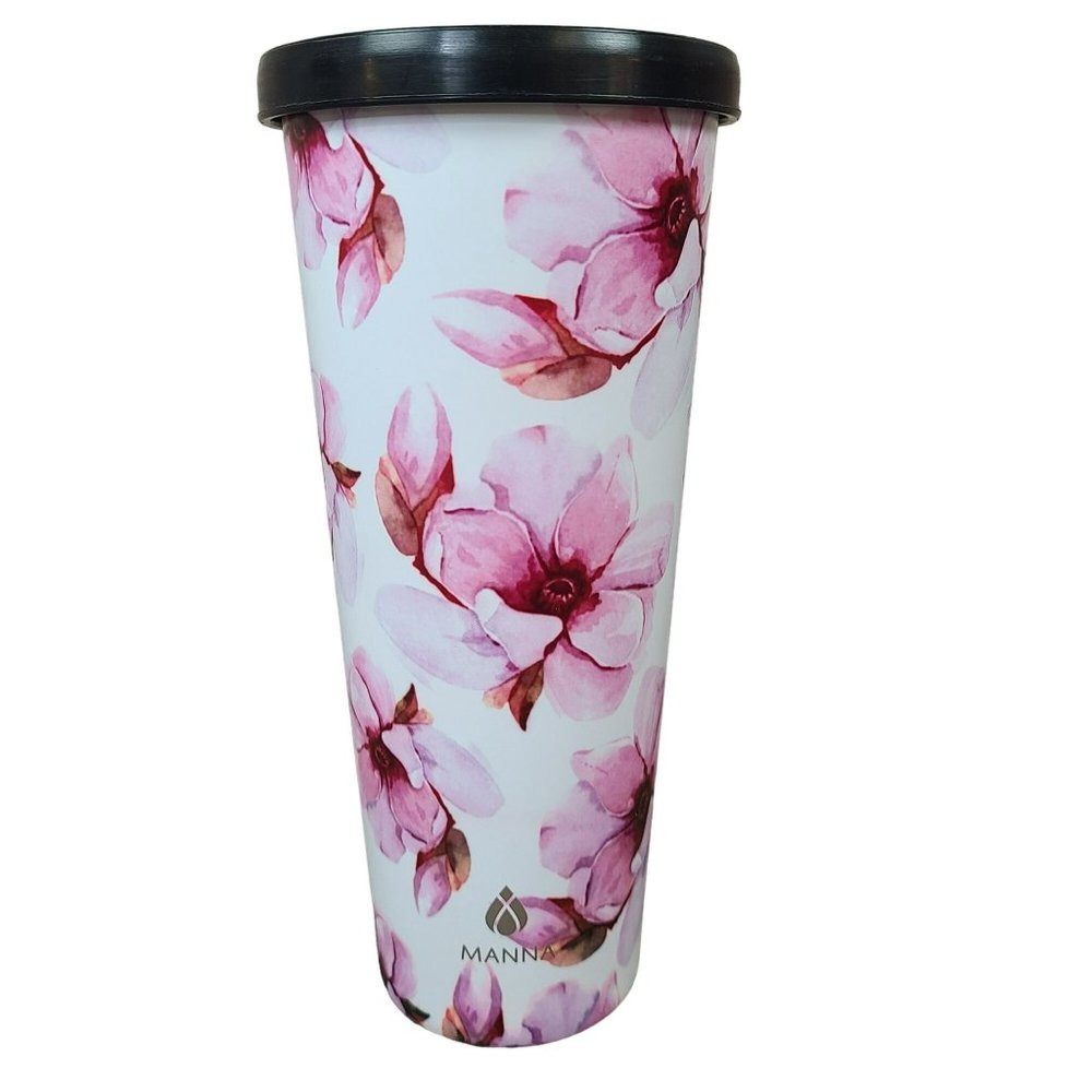 Manna Insulated Stainless Steel Tumbler 20oz Cherry Blossom w Lid, no straw